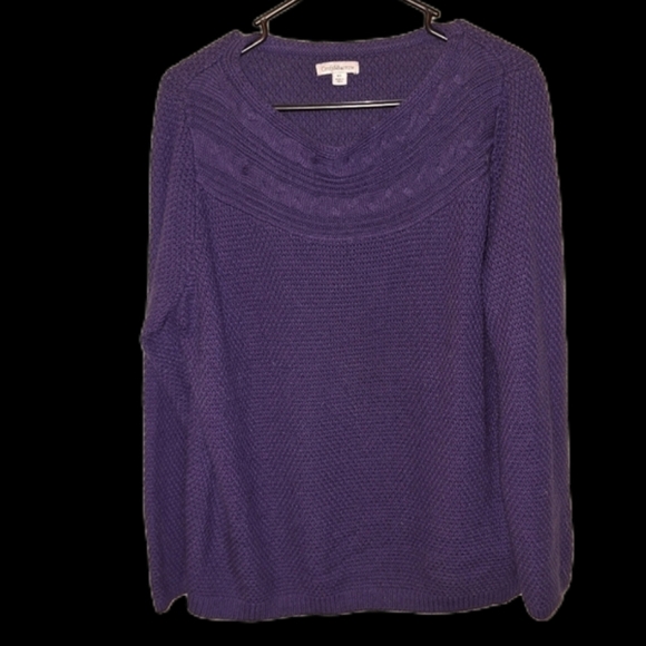 Purple Cable Sweater Croft & Barrow Size XL - Picture 1 of 5